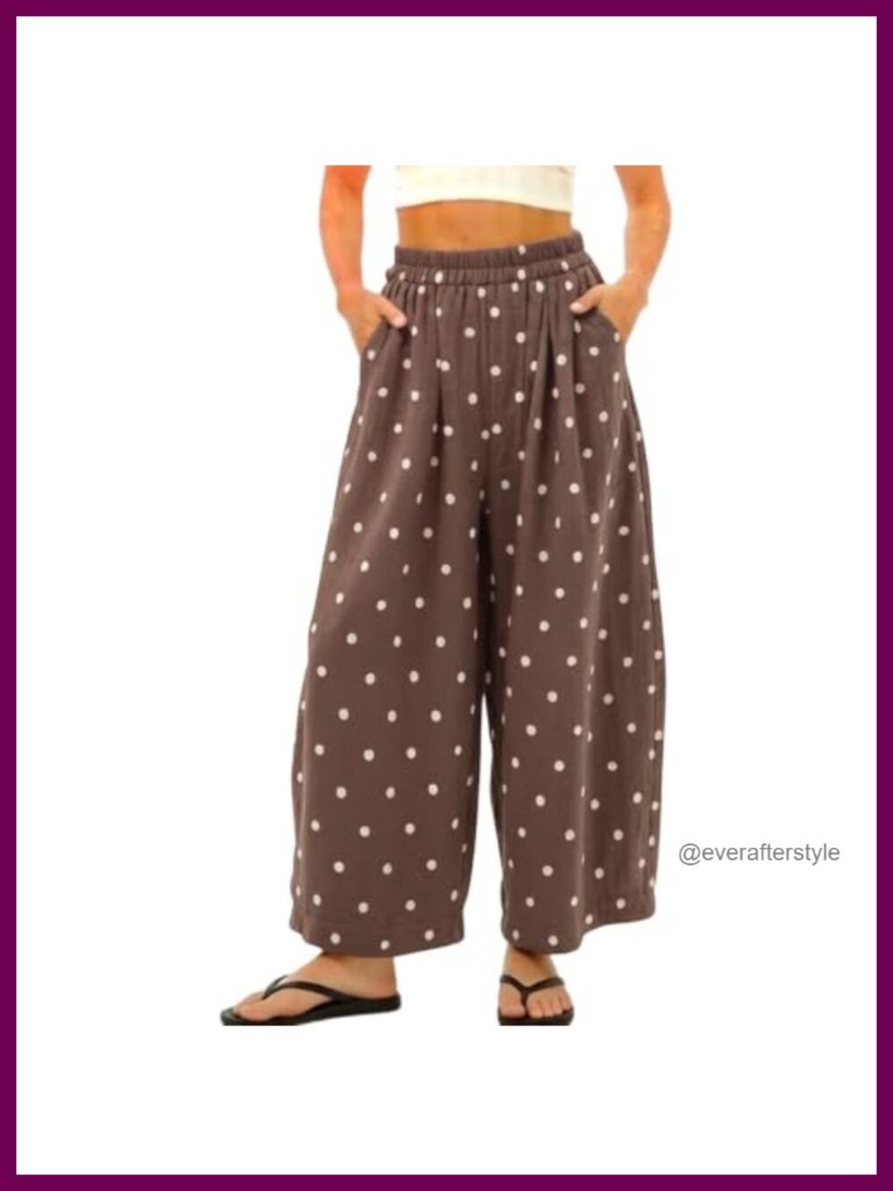 Women's Polka Dot Palazzo Wide Leg Pants Elastic Waist with Pockets Summer
